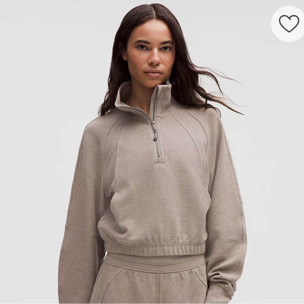 BRAND NEW Lululemon Scruba Funnel Neck Cropped Half Zip Waffle